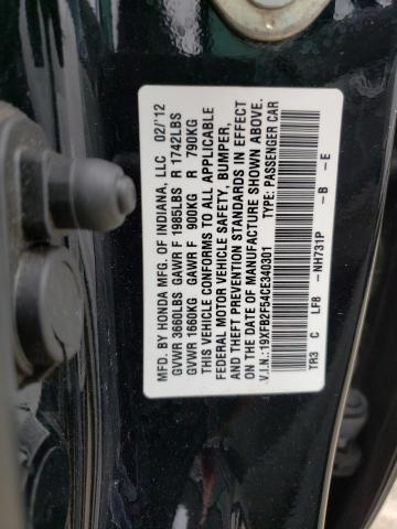 Photo 10 from auction – 2012 HONDA CIVIC LX with VIN 19XFB2F54CE340301