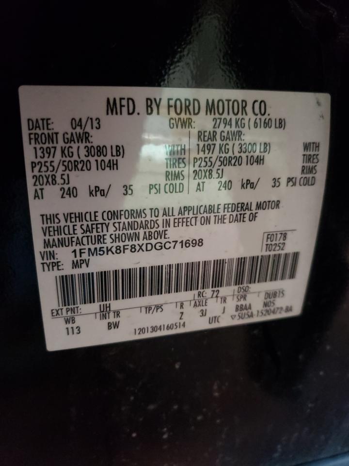 Photo 10 from auction – 2013 FORD EXPLORER L with VIN 1FM5K8F8XDGC71698