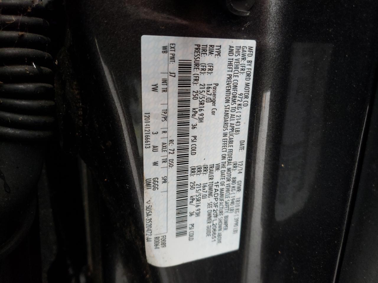 Photo 10 from auction – 2015 FORD FOCUS SE with VIN 1FADP3F20FL206651