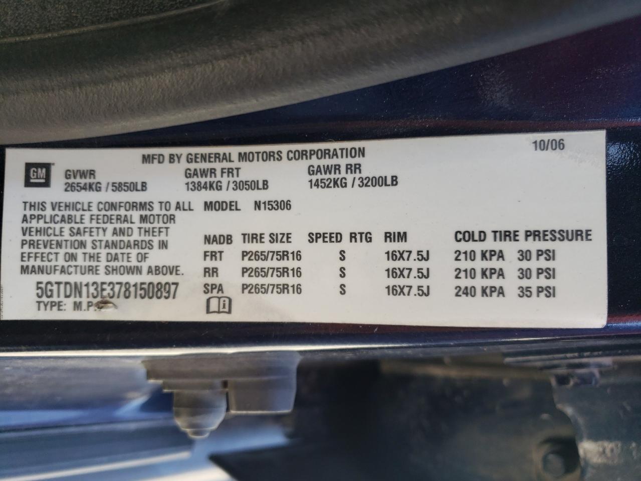 Photo 10 from auction – 2007 HUMMER H3 with VIN 5GTDN13E378150897