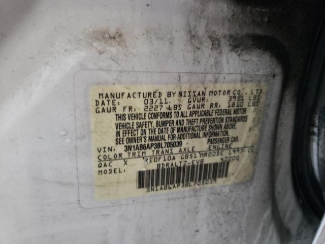 Photo 10 from auction – 2011 NISSAN SENTRA 2.0 with VIN 3N1AB6AP3BL705039