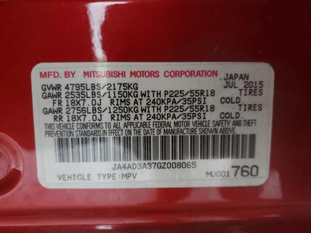Photo 10 from auction – 2016 MITSUBISHI OUTLANDER with VIN JA4AD3A37GZ008065