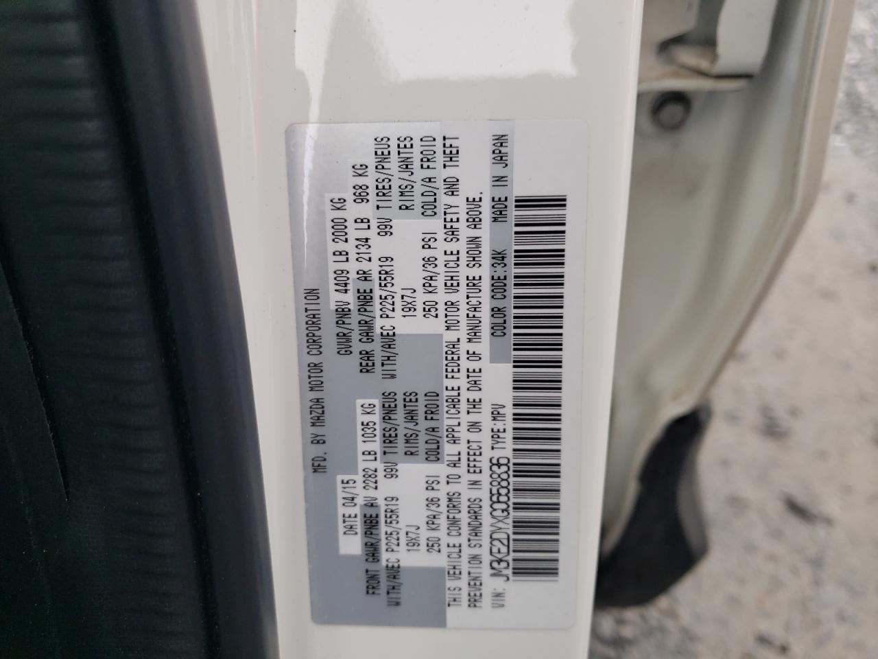 Photo 10 from auction – 2016 MAZDA CX-5 with VIN JM3KE2DYXG0658836
