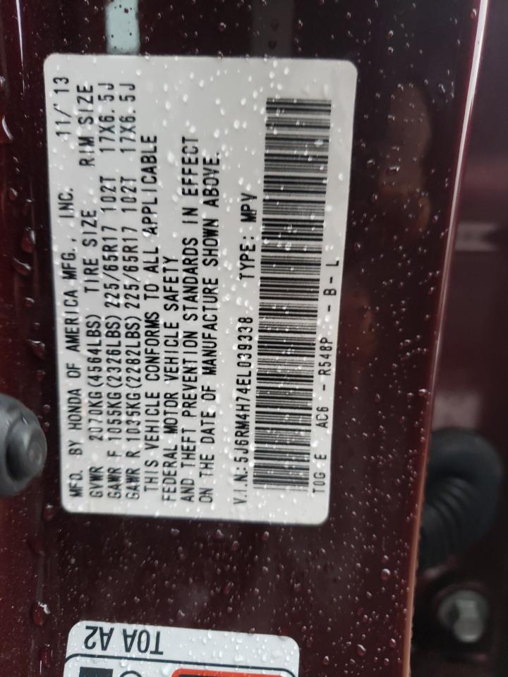 Photo 10 from auction – 2014 HONDA CR-V EXL with VIN 5J6RM4H74EL039338