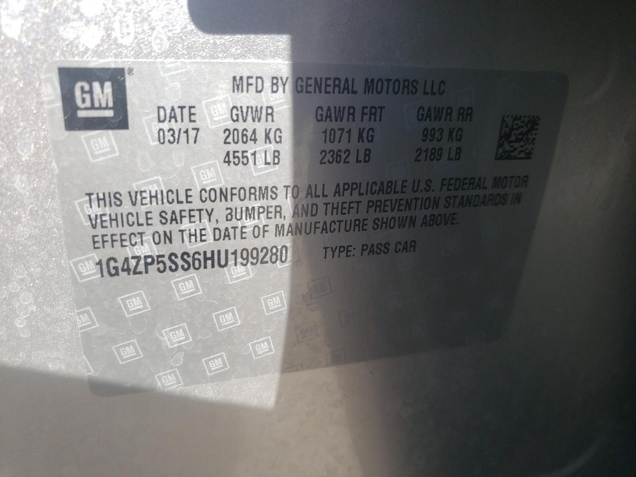 Фото 10 с аукциона – 2017 BUICK LACROSSE E с VIN 1G4ZP5SS6HU199280