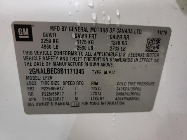 Photo 10 from auction – 2011 CHEVROLET EQUINOX LS with VIN 2GNALBEC8B1171345