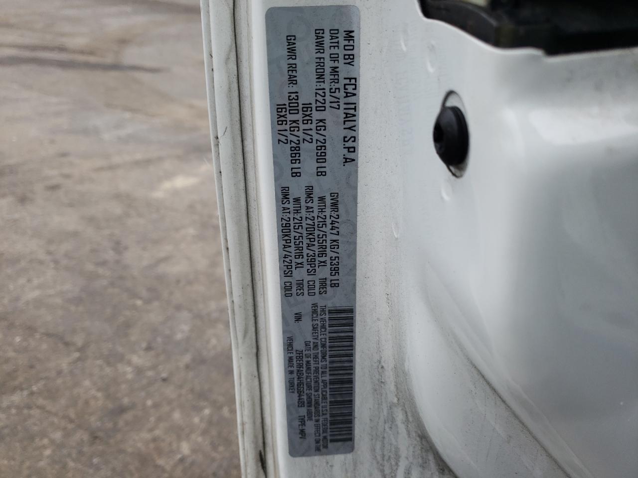 Photo 10 from auction – 2017 RAM PROMASTER with VIN ZFBERFAB4H6G64489