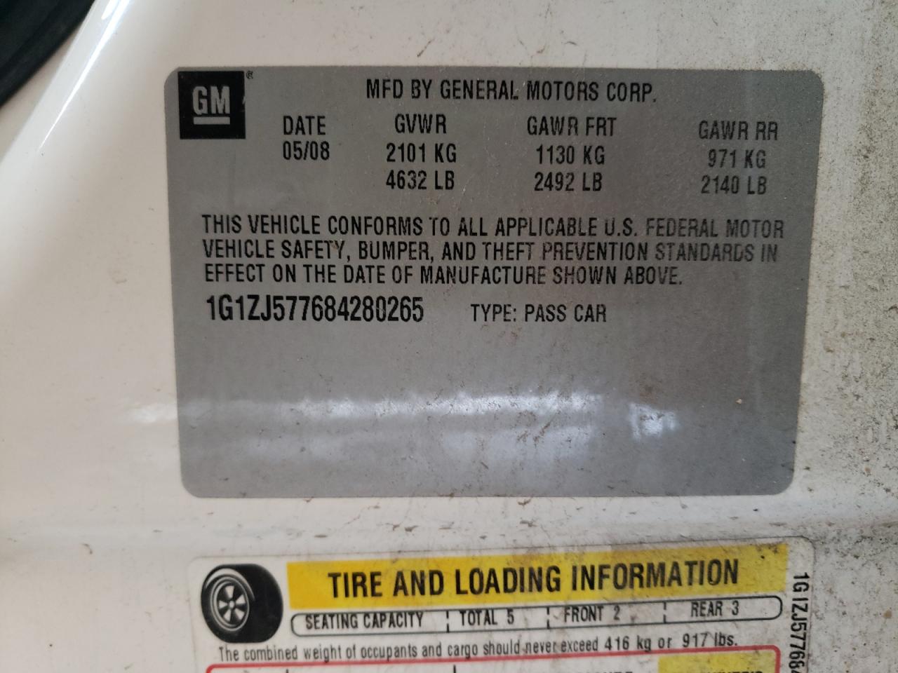 Photo 10 from auction – 2008 CHEVROLET MALIBU 2LT with VIN 1G1ZJ577684280265