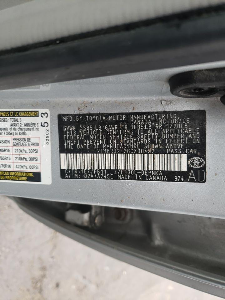 Photo 10 from auction – 2006 TOYOTA COROLLA CE with VIN 2T1BR32E76C700492