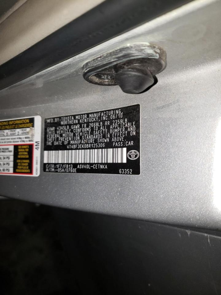 Photo 10 from auction – 2011 TOYOTA CAMRY BASE with VIN 4T4BF3EK0BR125306