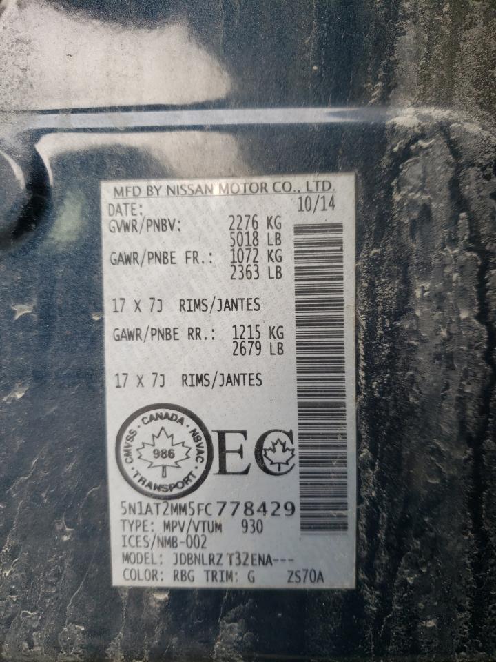 Photo 10 from auction – 2015 NISSAN ROGUE S with VIN 5N1AT2MM5FC778429