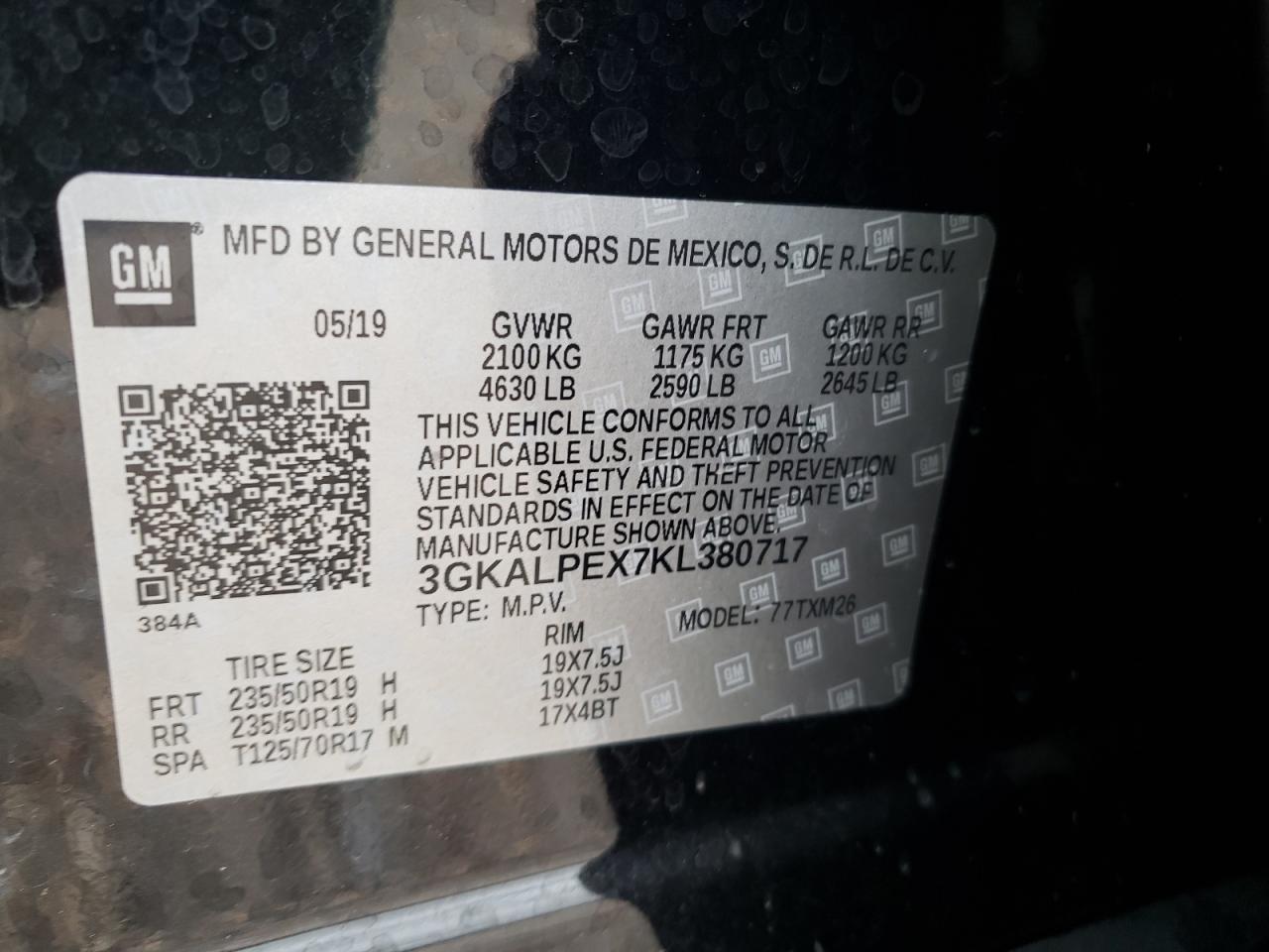 Photo 10 from auction – 2019 GMC TERRAIN SL with VIN 3GKALPEX7KL380717