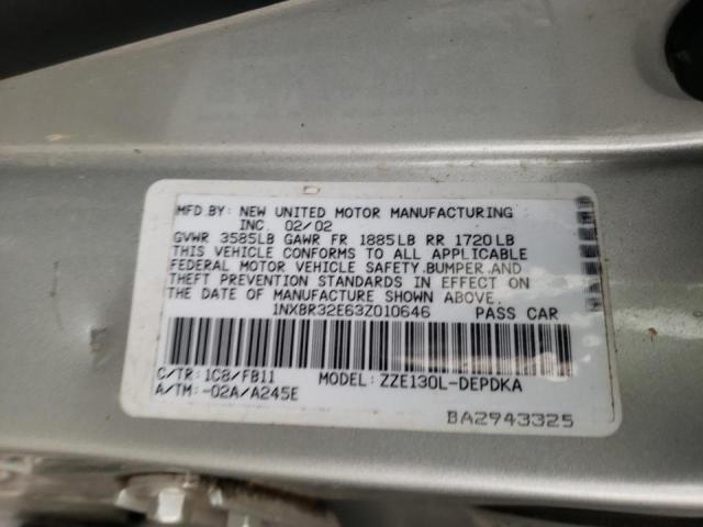 Photo 10 from auction – 2003 TOYOTA COROLLA CE with VIN 1NXBR32E63Z010646