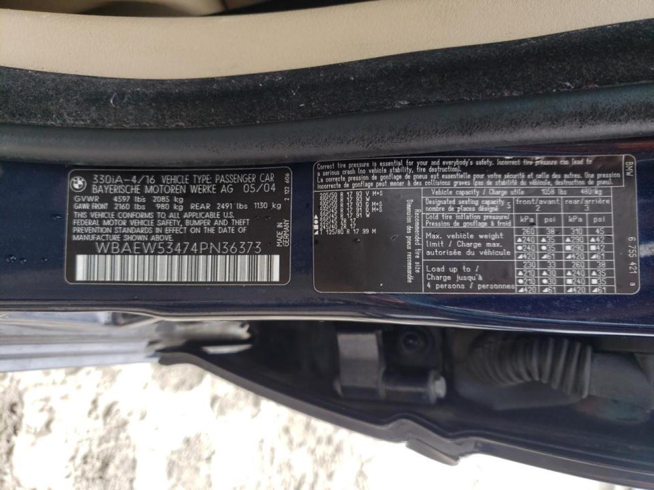 Photo 10 from auction – 2004 BMW 330 XI with VIN WBAEW53474PN36373