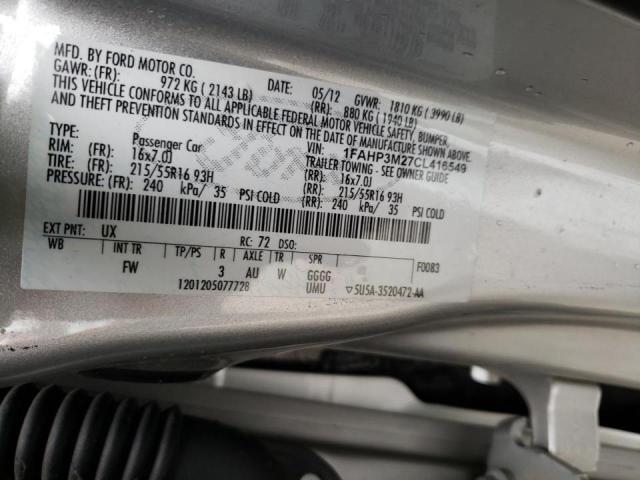 Photo 10 from auction – 2012 FORD FOCUS SEL with VIN 1FAHP3M27CL416549