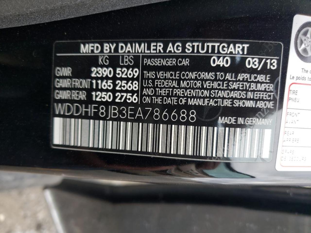 Photo 10 from auction – 2014 MERCEDES-BENZ E 350 4MAT with VIN WDDHF8JB3EA786688