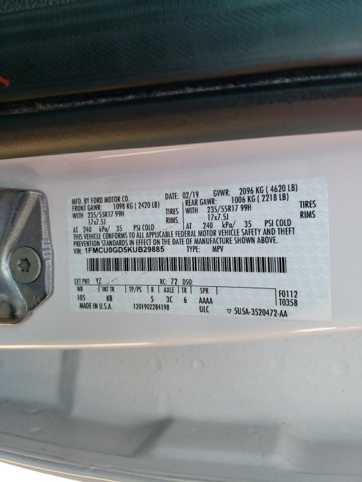 Photo 10 from auction – 2019 FORD ESCAPE SE with VIN 1FMCU0GD5KUB29885