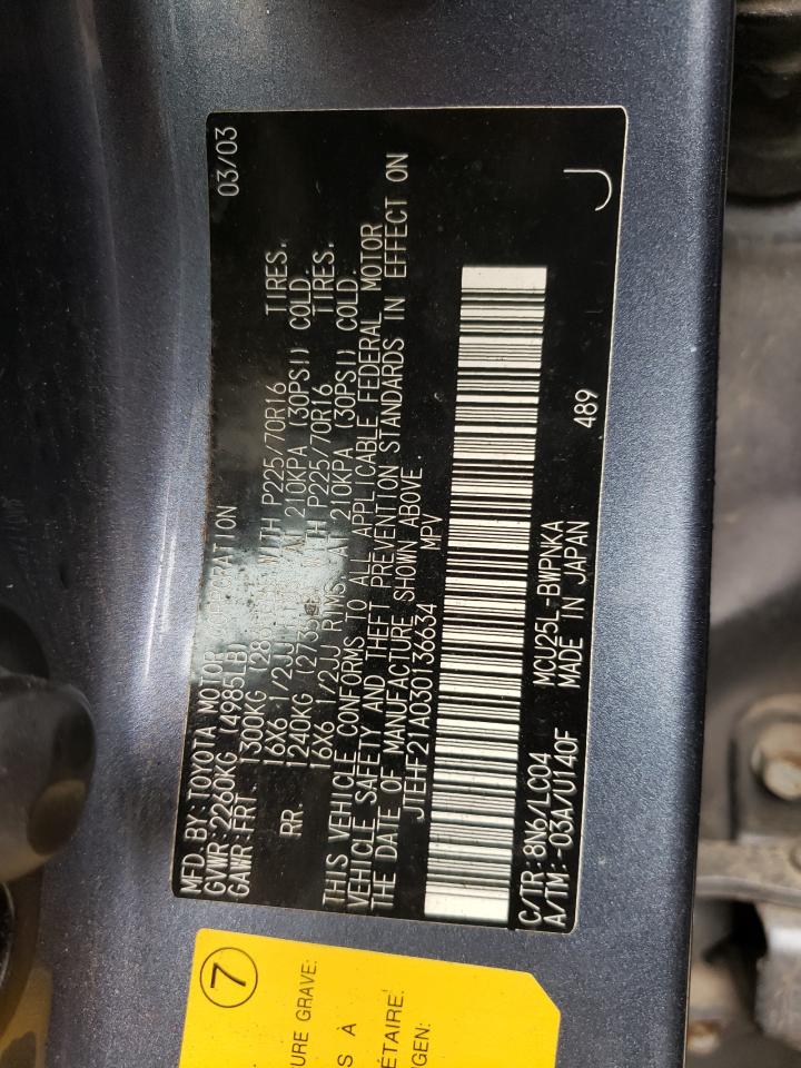 Photo 10 from auction – 2003 TOYOTA HIGHLANDER with VIN JTEHF21A030136634