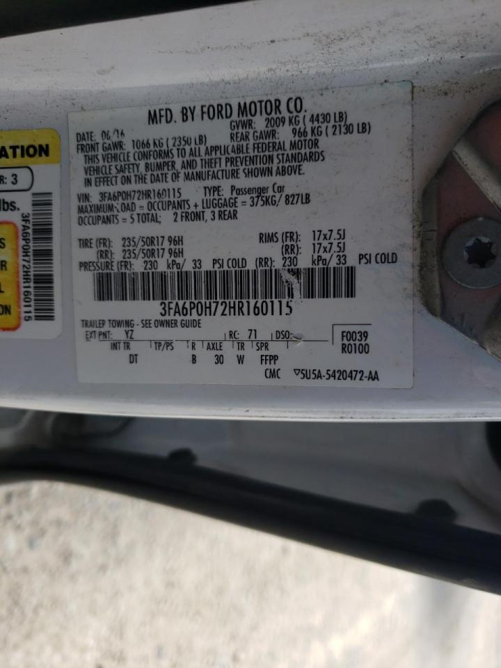 Photo 10 from auction – 2017 FORD FUSION SE with VIN 3FA6P0H72HR160115