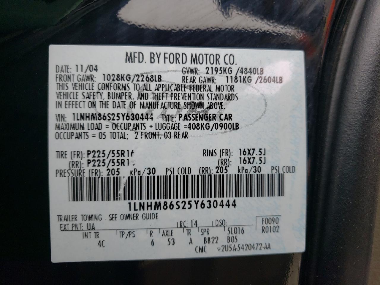 Photo 10 from auction – 2005 LINCOLN LS with VIN 1LNHM86S25Y630444