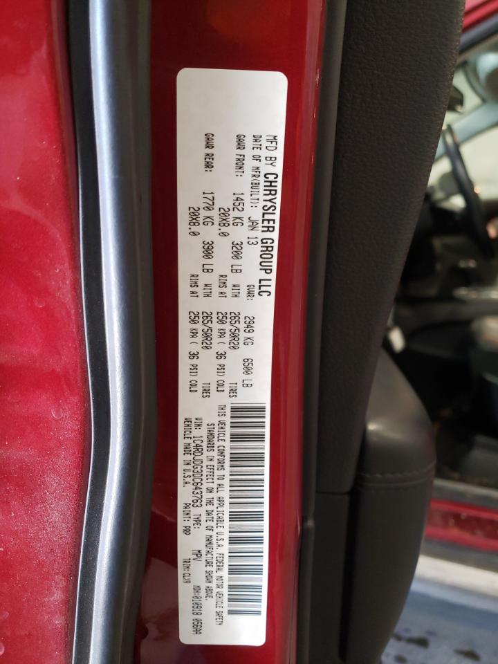Photo 10 from auction – 2013 DODGE DURANGO CR with VIN 1C4RDJDG3DC643763