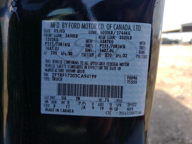 Photo 10 from auction – 2003 FORD F150 with VIN 2FTRF17203CA94199