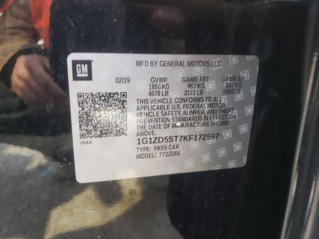 Photo 10 from auction – 2019 CHEVROLET MALIBU LT with VIN 1G1ZD5ST7KF172597