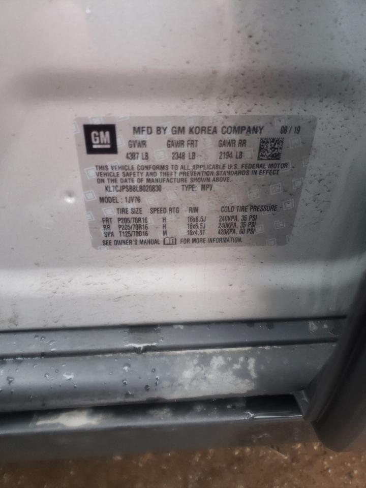Photo 10 from auction – 2020 CHEVROLET TRAX 1LT with VIN KL7CJPSB8LB020830