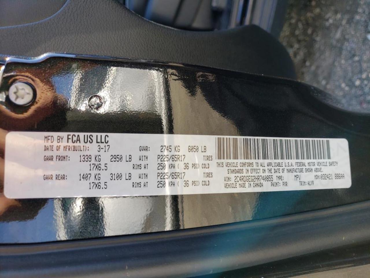 Photo 10 from auction – 2017 DODGE GRAND CARA with VIN 2C4RDGEG2HR740855