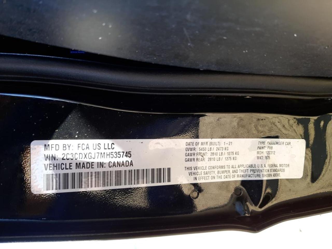 Photo 10 from auction – 2021 DODGE CHARGER SC with VIN 2C3CDXGJ7MH535745
