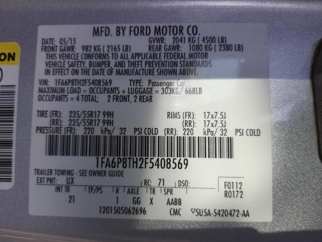Photo 10 from auction – 2015 FORD MUSTANG with VIN 1FA6P8TH2F5408569