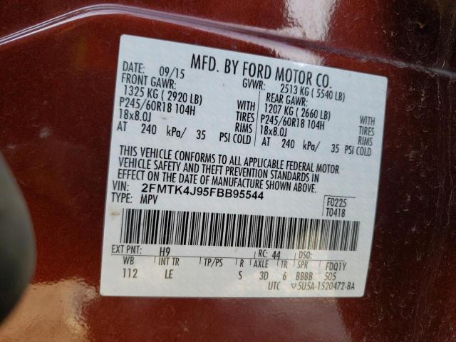 Photo 10 from auction – 2015 FORD EDGE SEL with VIN 2FMTK4J95FBB95544