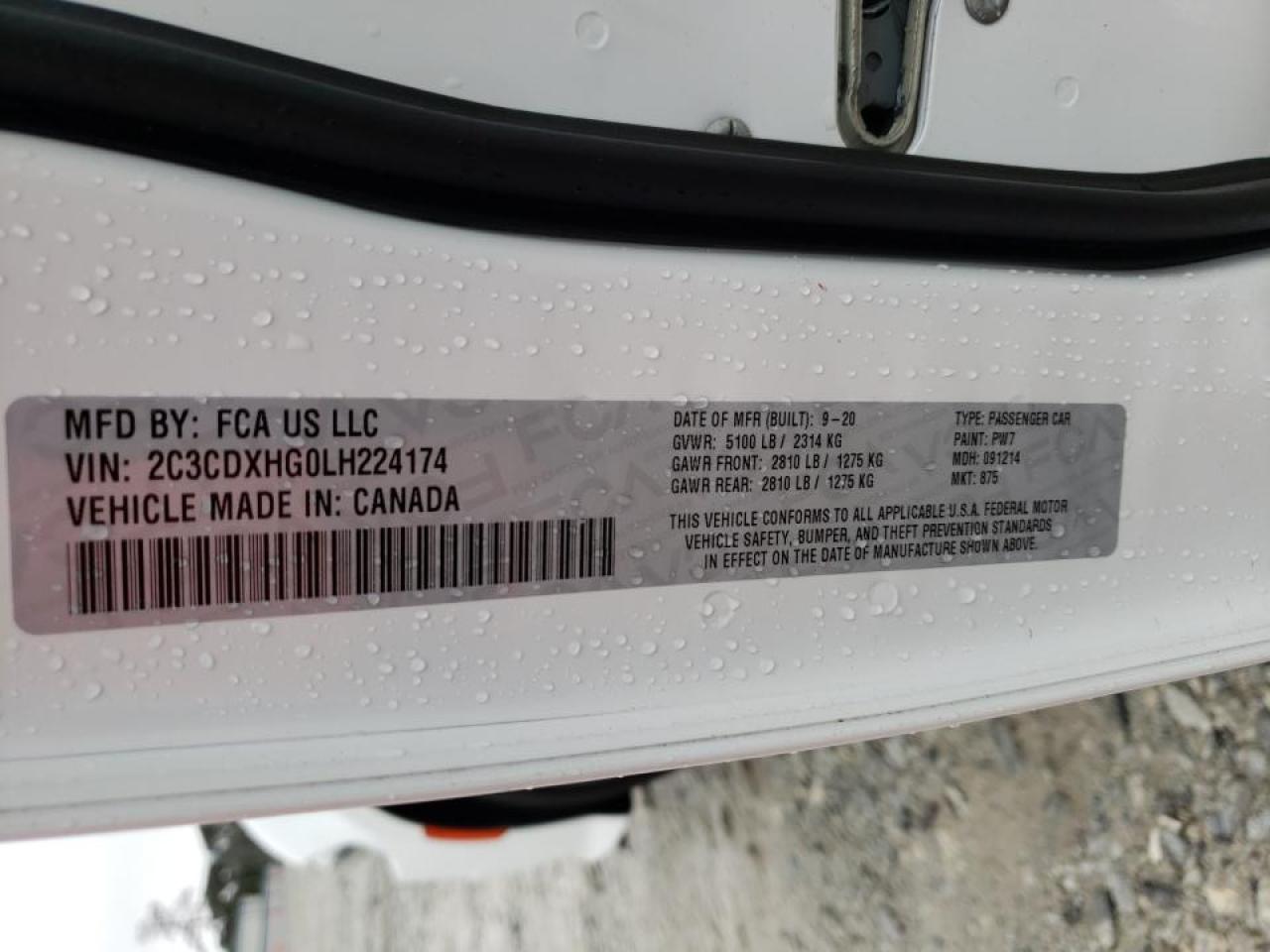 Photo 10 from auction – 2020 DODGE CHARGER GT with VIN 2C3CDXHG0LH224174