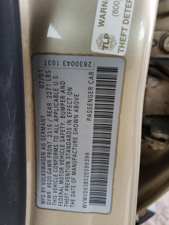 Photo 10 from auction – 2002 VOLKSWAGEN PASSAT GLS with VIN WVWVD63B52E099396