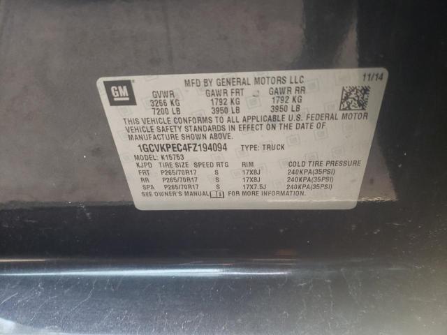 Photo 10 from auction – 2015 CHEVROLET 1500 with VIN 1GCVKPEC4FZ194094
