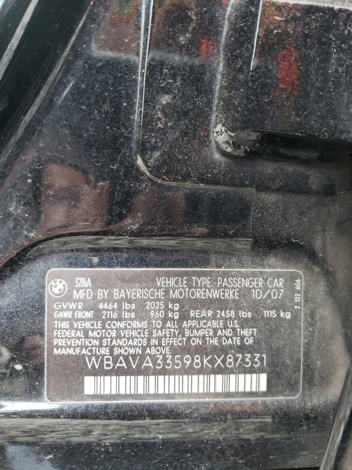 Photo 10 from auction – 2008 BMW 328 I with VIN WBAVA33598KX87331