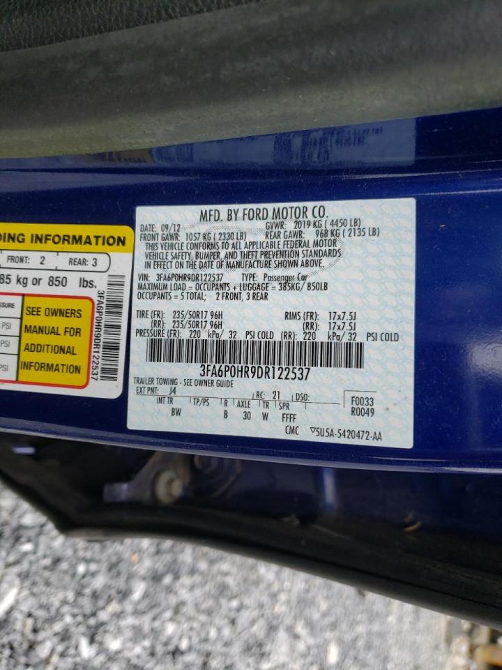 Photo 10 from auction – 2013 FORD FUSION SE with VIN 3FA6P0HR9DR122537