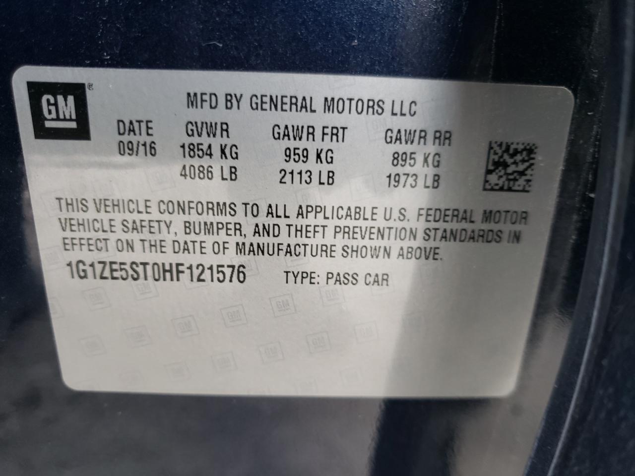 Photo 10 from auction – 2017 CHEVROLET MALIBU LT with VIN 1G1ZE5ST0HF121576