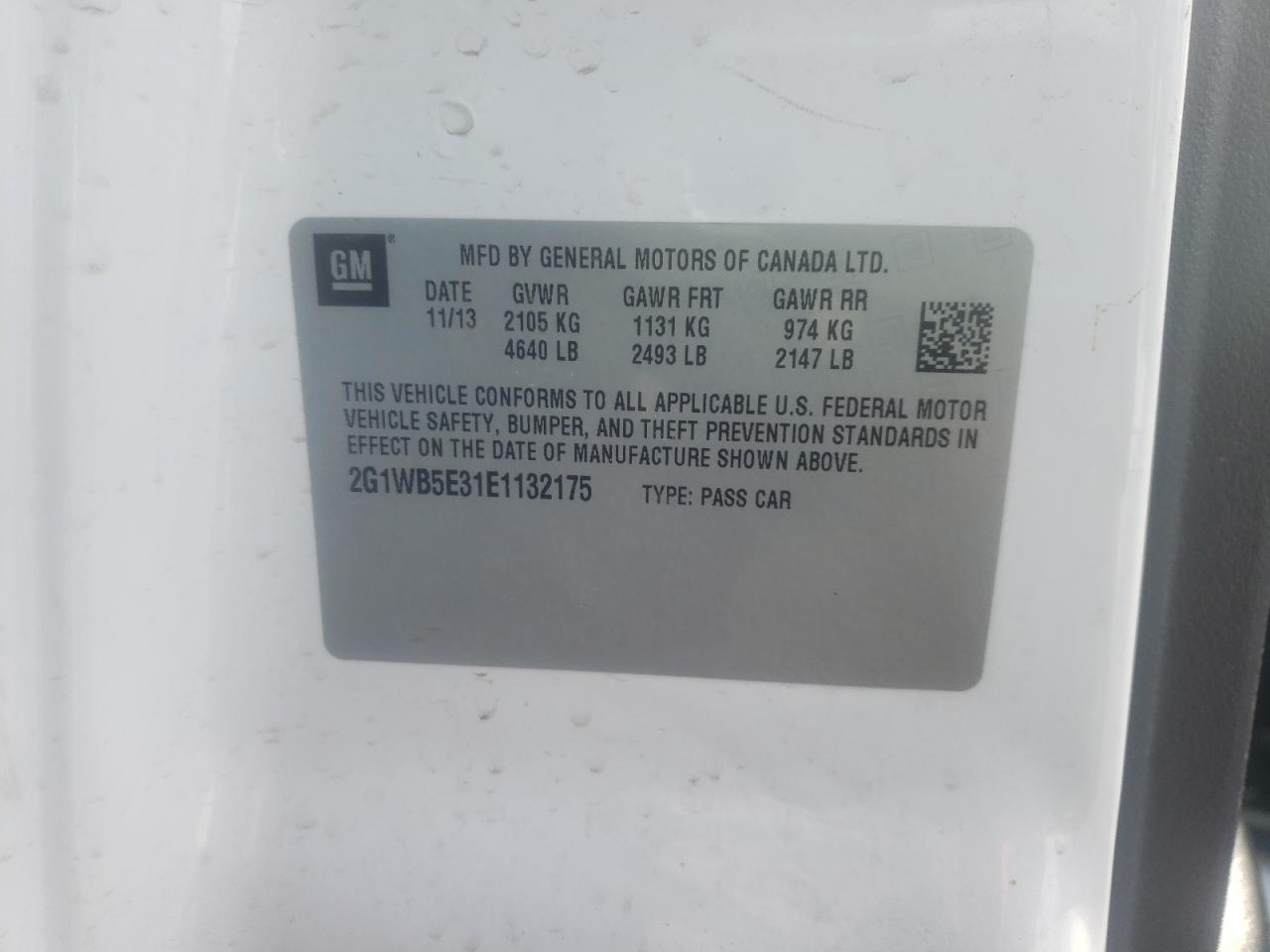 Photo 10 from auction – 2014 CHEVROLET IMPALA LIM with VIN 2G1WB5E31E1132175