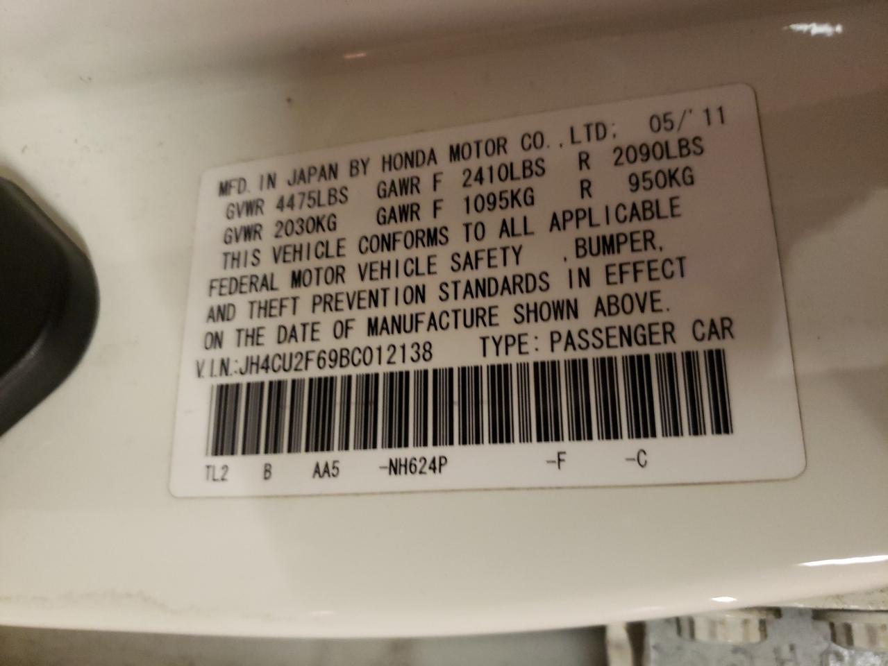 Photo 10 from auction – 2011 ACURA TSX with VIN JH4CU2F69BC012138