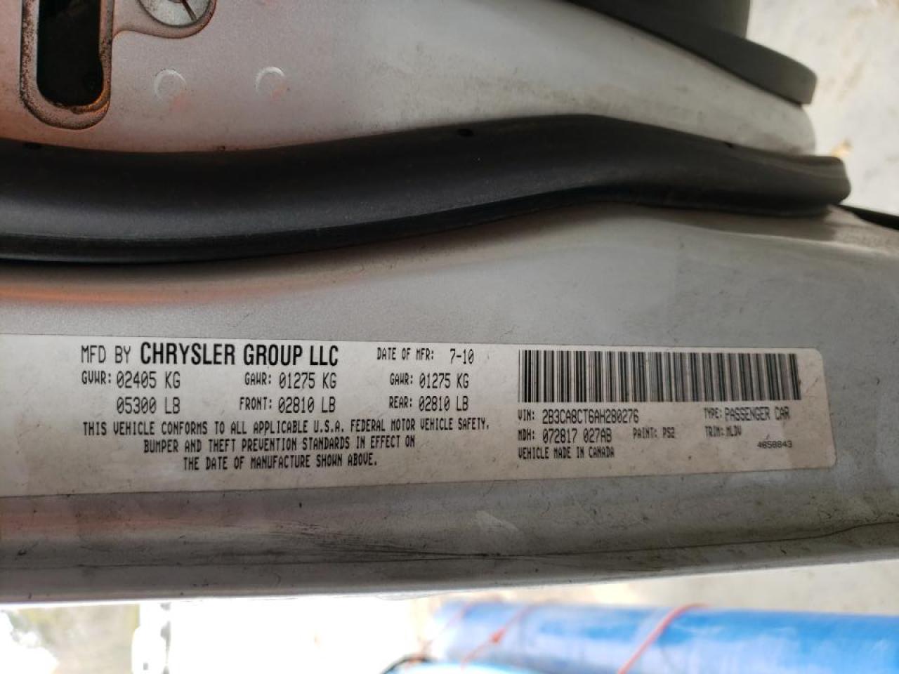 Photo 10 from auction – 2010 DODGE CHARGER R/ with VIN 2B3CA8CT6AH280276
