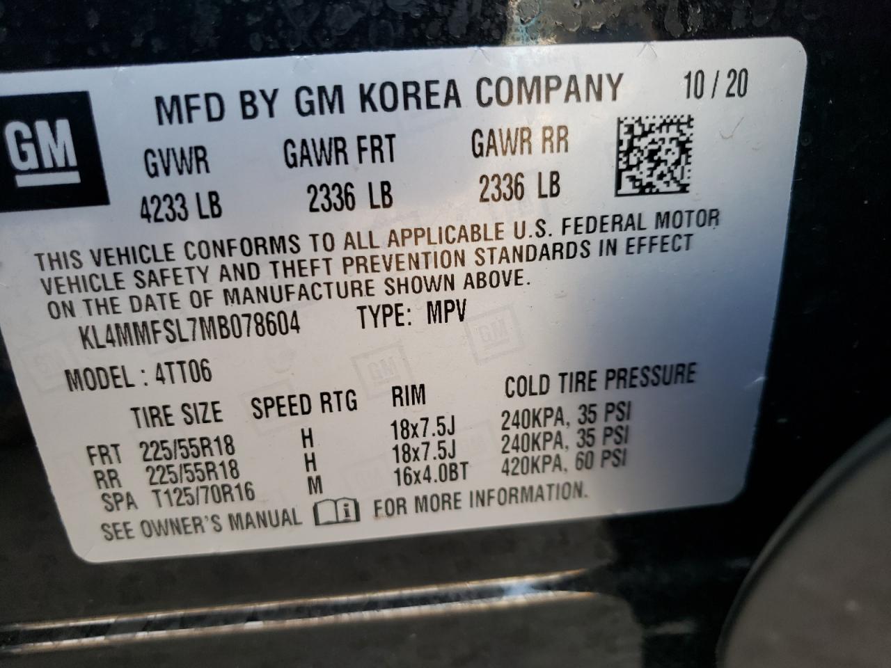Photo 10 from auction – 2021 BUICK ENCORE GX with VIN KL4MMFSL7MB078604