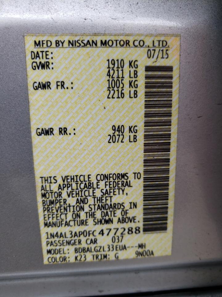 Photo 10 from auction – 2015 NISSAN ALTIMA 2.5 with VIN 1N4AL3AP0FC477288