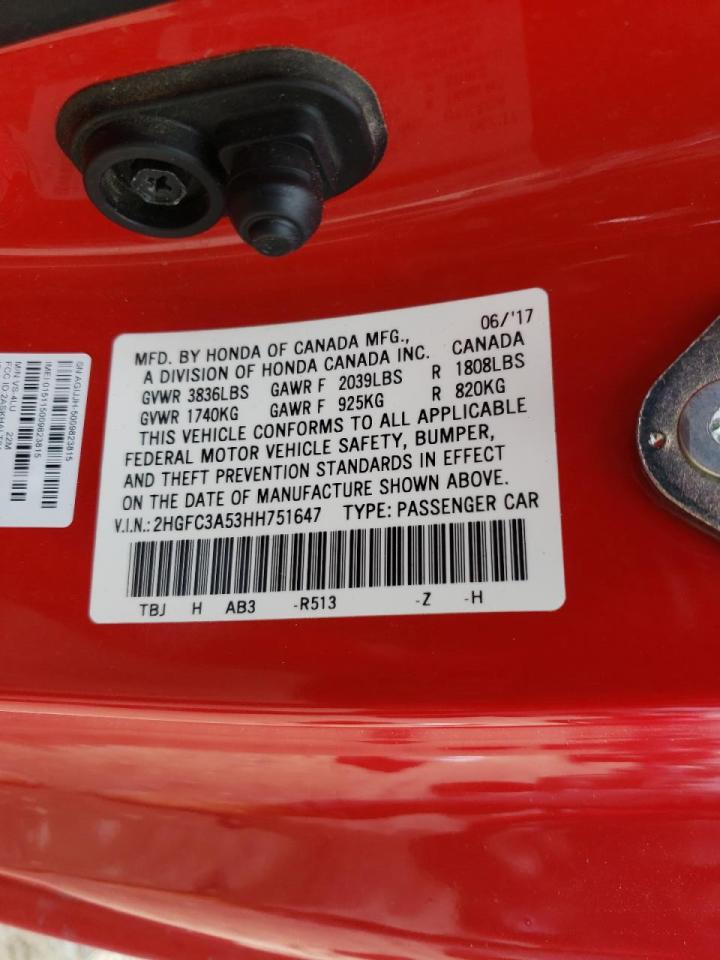Photo 10 from auction – 2017 HONDA CIVIC SI with VIN 2HGFC3A53HH751647