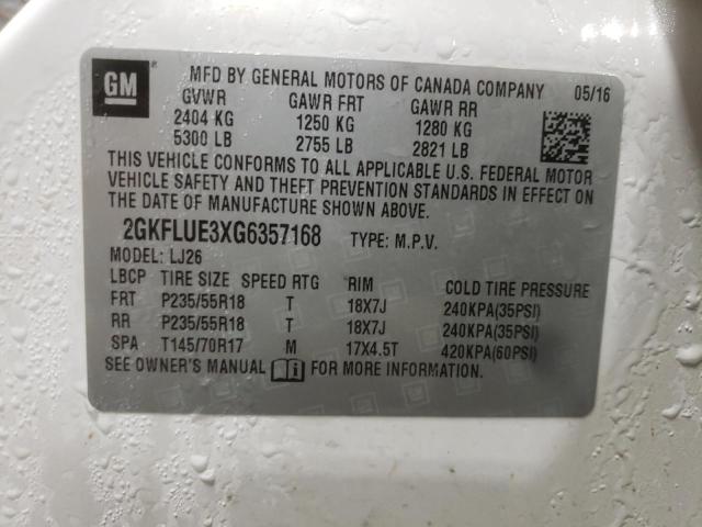 Photo 10 from auction – 2016 GMC TERRAIN SL with VIN 2GKFLUE3XG6357168