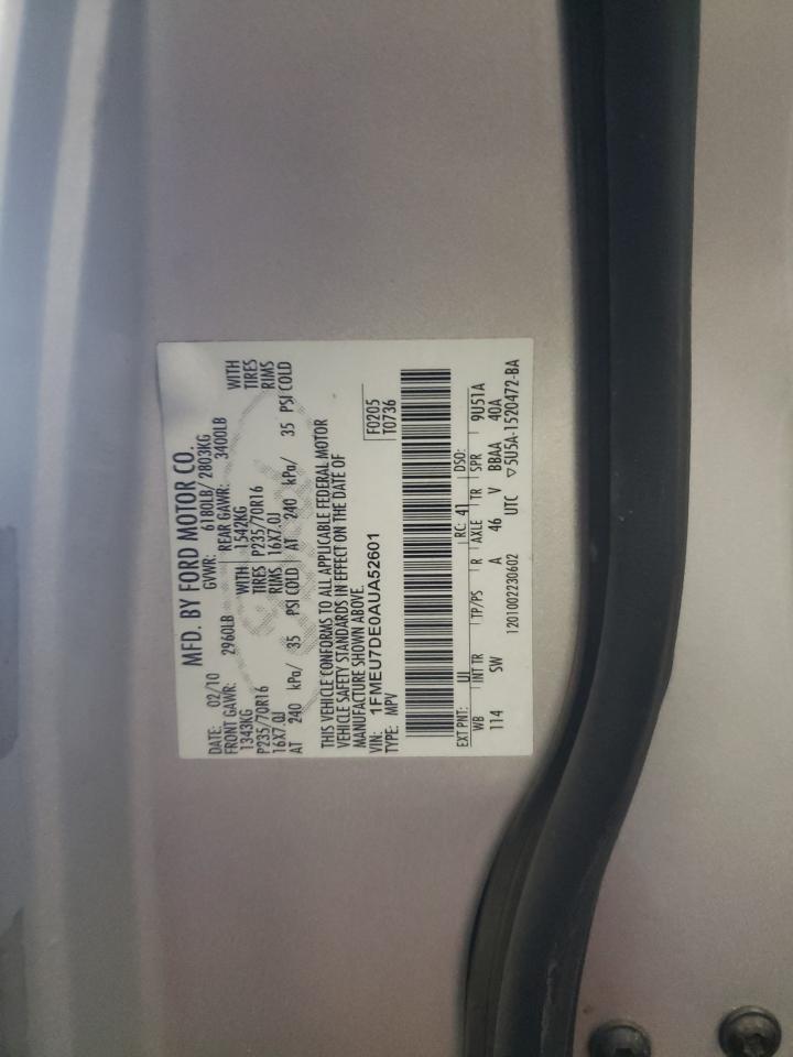 Photo 10 from auction – 2010 FORD EXPLORER X with VIN 1FMEU7DE0AUA52601