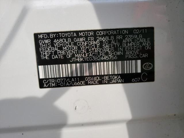 Photo 10 from auction – 2011 LEXUS ES 350 with VIN JTHBK1EG3B2445756