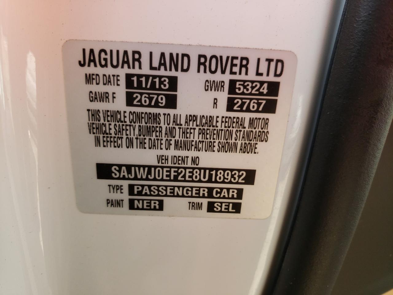 Photo 10 from auction – 2014 JAGUAR XF with VIN SAJWJ0EF2E8U18932