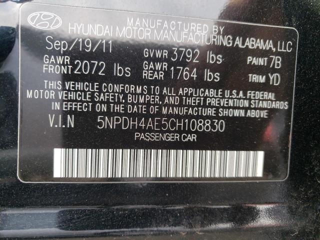 Photo 10 from auction – 2012 HYUNDAI ELANTRA GL with VIN 5NPDH4AE5CH108830