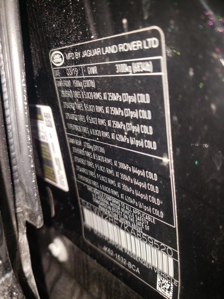 Photo 10 from auction – 2019 LAND ROVER RANGE ROVE with VIN SALWV2RE7KA859520